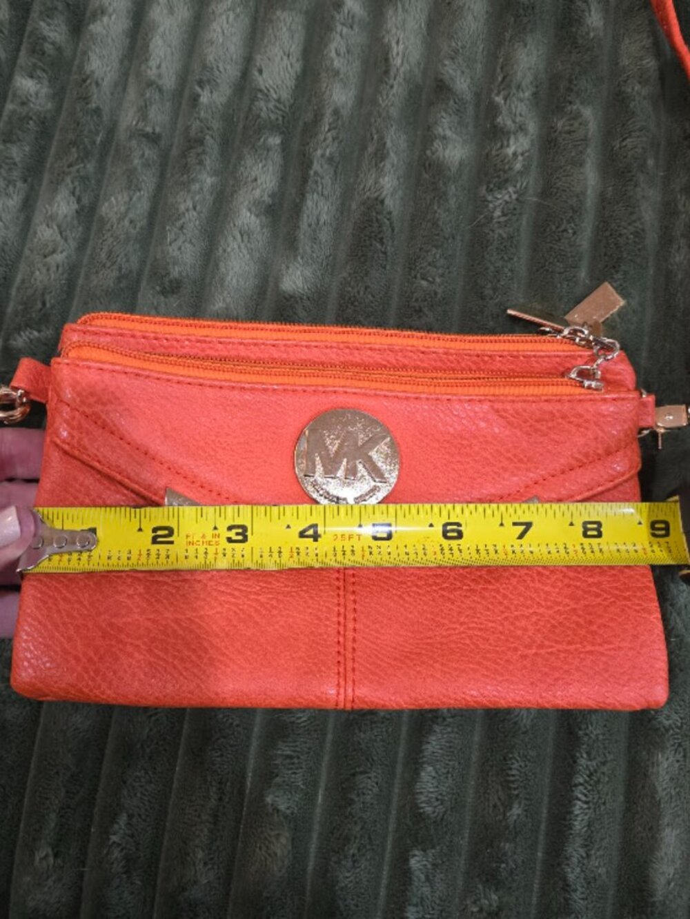 Michael Kors Vibrant Orange Crossbody, Clutch Handle, Three Pockets - Picture 10 of 11